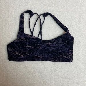 Lululemon Lighten Up Sports Bra Python Snake Black Purple Size 6